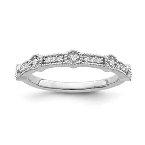 10kt White Gold Diamond Stackable Band Ring 1/10ct, Size 7 Holiday Gift - Picture 1 of 7