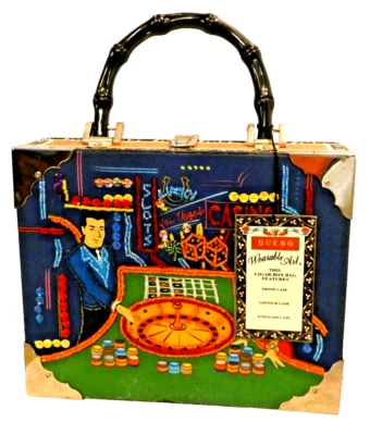 NWT Bueno Wearable Art Cigar Box Purse Sequins & Beads Theme CASINO/ LAS VEGAS - Image 1 of 4
