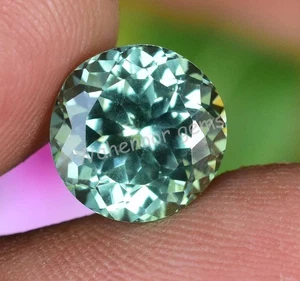 Natural Ceylon Green Sapphire 5.65  Ct Round Certified Loose Gemstone - Picture 1 of 7