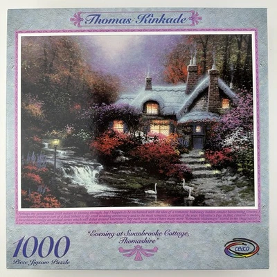 Thomas Kinkade Evening at Swanbrooke Cottage Thomashire Puzzle Vintage 1995 NEW - Image 1 of 4