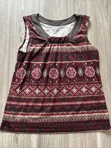 Croft & Barrow Bluse Tanktop Damen Größe Large ärmellos burgunderrot geblümt - Bild 1 von 8