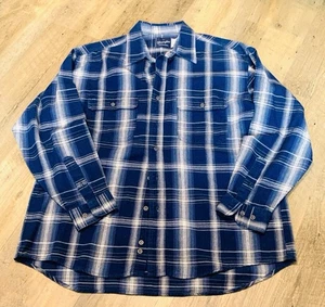 Medium Herren Wrangler Western Langarm Button Down Baumwolle blau kariert Hemd - Bild 1 von 11