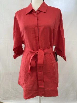 Nuevo Top túnica para mujer EAST 5TH talla L naranja mezcla de lino con botones cinturón Foto 1 de 4