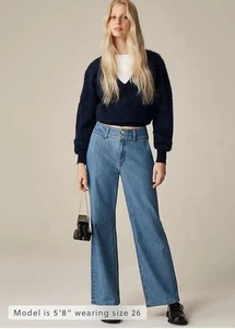J. Crew NWT Slim-Wide Jean with Stacked Buttons - Elaine Wash - Size 28 - Picture 1 of 9