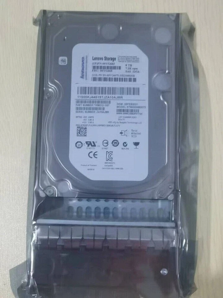 NEW Lenovo Storage 00YG663 00YG665 8TB 7.2K SAS 12G 3.5" HDD Hard Drive - Image 1 of 1
