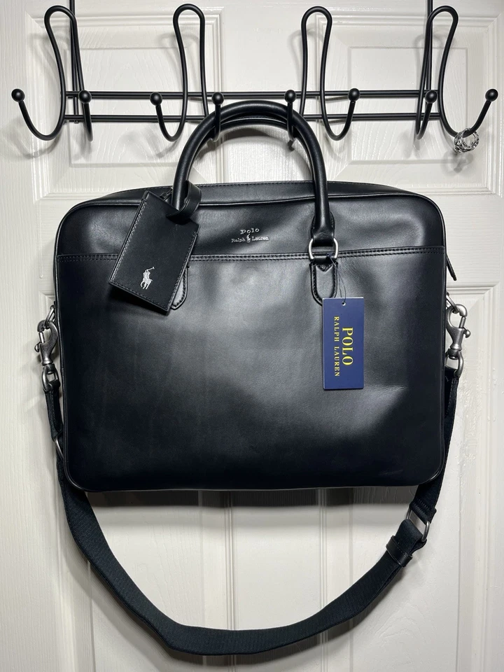 Ralph Lauren Hombre Negro Grano Completo Cuero Maletín Bolso TOTALMENTE NUEVO PRECIO DE VENTA SUGERIDO POR EL FABRICANTE 398 $ Foto 1 de 4