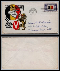 US FDC # 914 5c Overrun Nations Belgium Smartcraft S.Cancel 1943, 0a1917 - Picture 1 of 1