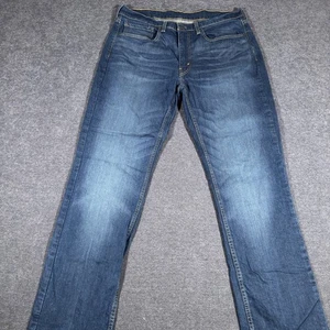 Pantalones de mezclilla Levis Jeans para hombre 34x32 azul 514 calce recto desteñido bigote cremallera mosca - Imagen 1 de 7