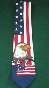 MEN'S POLYESTER PATRIIOTIC TIE WITH EAGLE - Picture 1 of 4