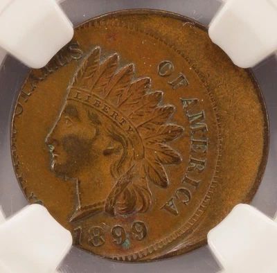 1899 1c Indian Cent Struck 20% Off-Center NGC AU55 BN - Image 1 of 4