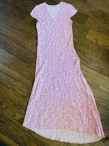 Vintage 90s Newport News Pink Floral Maxi Slip Dress Sz 8 Y2K Bias Cut Coquette - Picture 1 of 9