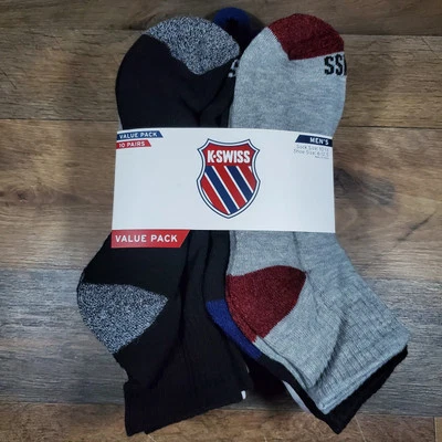 K-Swiss Men's Low Cut Socks Y-heel Pack of 10 Pairs Shoe Size 6-12.5 NEW - Image 1 of 4