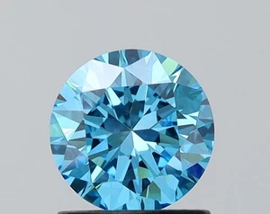 1.00 ct FANCY VIVID BLUE-VS1 Round Cut Diamond, IGI Certified CVD Loose Diamond - Picture 1 of 3