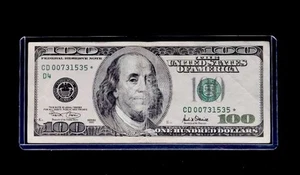 2001 $100 Dollar Star Note Federal Reserve Cleveland Serial # CD00731535* - Picture 1 of 4