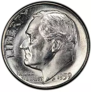 1959-P Roosevelt Silver Dime Mint State Condition - Picture 1 of 2