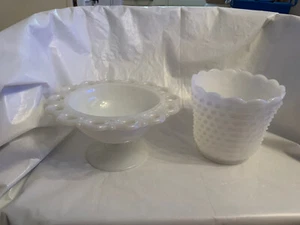 Fire King Milk Glass Oven Ware And Lace Milk Glass Oven Ware HobNail Vintage - Picture 1 of 6