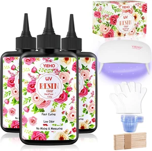 YIEHO 300G UV Resin Kit with Light-Upgraded Crystal Clear Hard UV Curing Premixe - Picture 1 of 12