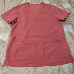 Women’s FIGS Casma Three-Pocket Scrub Top Hot Coral 1758 Size Medium  - Picture 1 of 5