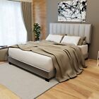STONE GRAY QUEEN SIZE ADJUSTABLE UPHOLSTERED BED FRAME, VINTAGE STYLE AND CLEAN