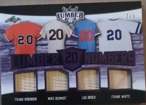 Mike SCHMIDT Lou BROCK Frank ROBINSON WHITE 2021 Leaf Lumber QUAD BAT PATCH #7/9 - Picture 1 of 2