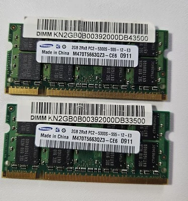 Samsung 4 Gb (2 x 2GB) 800 MHz PC2-6400s DDR 2 Memory / RAM Set For Laptop - Image 1 of 2