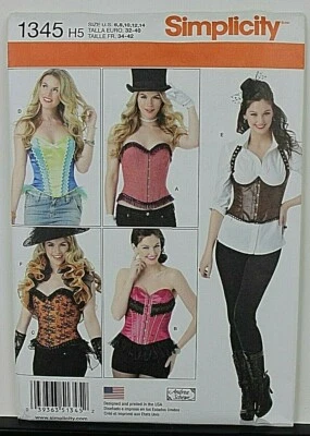Simplicity Pattern #1345 Corsets & Ruffled Shrug Szs 6-14 Cosplay Steampunk NEW - Image 1 of 4