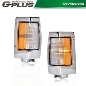 Left Right Pair Chrome Side Marker Signal Lights Fit For 90-97 Nissan D21 Pickup