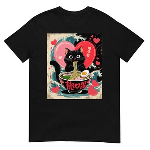 Katze Ramen Kawaii Katze Grafik T-Shirt Anime Valentinstag Geschenke T-Shirt - Bild 1 von 18