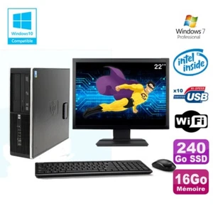 Lot PC HP 8100 SFF G6950 2,8 GHz 16Go 240Go SSD Wifi Graveur W7Pro Ecran 22" - Photo 1/1