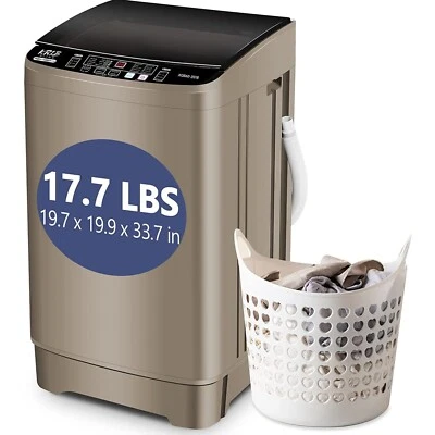 Full-Automatic LED Display Drain  17.7lbs Portable Compact Laundry Washer  Gold - Image 1 of 4