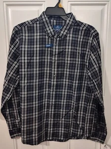 George Men's Black Plaid Long Sleeve Poplin Button-Up Shirt Size M 38/40 - Picture 1 of 8