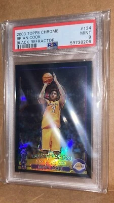 2003 TOPPS CHROME #134 BRIAN COOK BLACK REFRACTOR Lakers Rookie PSA 9 - Image 1 of 3