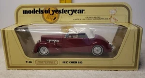 MATCHBOX LESNEY MODELS OF YESTERYEAR 1:35 SCALE Y-18 1937 CORD 812 NEW IN BOX - Picture 1 of 5