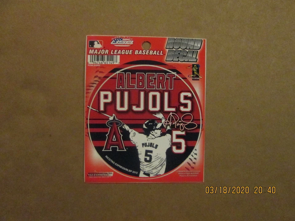 MLB Anaheim Angels Vintage Circa 2012 #5 Albert Pijols Team Logo Round Decal - Image 1 of 1