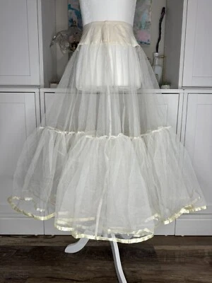 Falda interior vintage Betsey Johnson años 80 crema crinolina punk rock borde satinado sistema operativo Foto 1 de 4