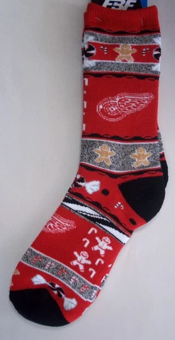 Detroit Red Wings Men's Socks Large Size 10 to 13 Holiday Christmas Gingerbread Cover