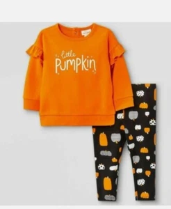 Baby Cat & Jack 6-9Mo Little Pumpkin Halloween Long Sleeve Set NEW - Picture 1 of 7