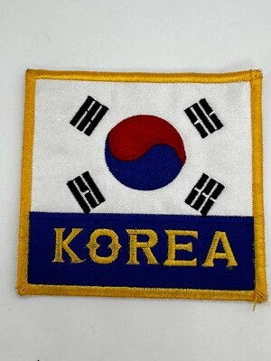 KOREA FLAG YELLOW BORDER STITCHED UNIFORM PATCH Martial Arts MMA Dragon VAR1 - Image 1 of 4
