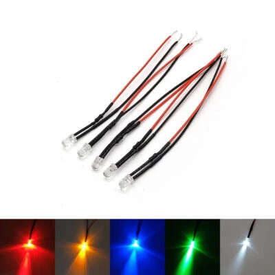 3mm Flashing LED Bulb Bright 3V/5/6/12/24/36/48V Prewired LEDs Emitting Diode - Image 1 of 4