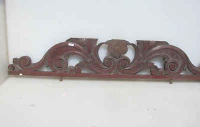 Antique Carved Wooden Top Old Pediment Finial Furniture Wood Victorian 42.75"W - Image 1 of 4