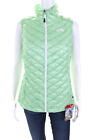 The North Face Women's High Neck Sleeveless Full Zip Quilted Vest Green Size S