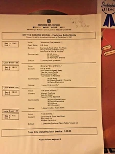 RADIO SHOW 12/2/91 OFF THE RECORD w/MARY TURNER HOSTING EDDIE MONEY IN STUDIO - Picture 1 of 2