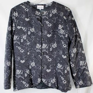 NUEVO CON ETIQUETAS Chaqueta William Royce Para Mujer 14 Gris LS Forrada Acolchada Floral Botón Frontal - Imagen 1 de 7