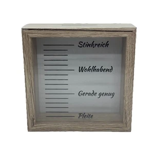 Pleite Stinkreich Spardose Rahmen aus Holz - Geld Geschenk Geburtstag - NEU✅ - Bild 1 von 3