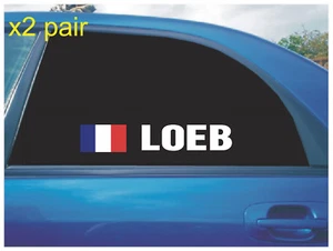 SEBASTIEN LOEB REAR QUARTER WINDOW STICKERS FRENCH FLAG RALLY CROSS RX WHITE X2 - Picture 1 of 2