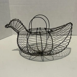 Vtg Chicken Egg Basket Wire Farm Country Bird Animal Handles Coop Hen - Picture 1 of 9