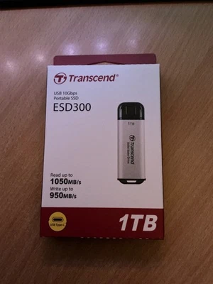Transcend ESD300 1TB USB-C Tragbare Externe SSD - Silber (TS1TESD300S) - Bild 1 von 2