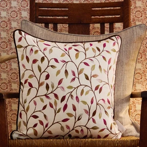 VOYAGE Maison Cushion Cover “Cervino” in Damson Textured Jacquard Leaf Trail 17" - Picture 1 of 6