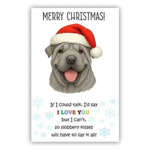 Shar Pei Dog Christmas Card. Dog Lovers Card From the Dog to Mum, Dad, Groomer - Picture 1 of 7