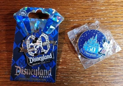 Lot of 2 Disney pin Walt Disney Travel Co Disneyland 50th 60th Mickey Mouse - Image 1 of 3